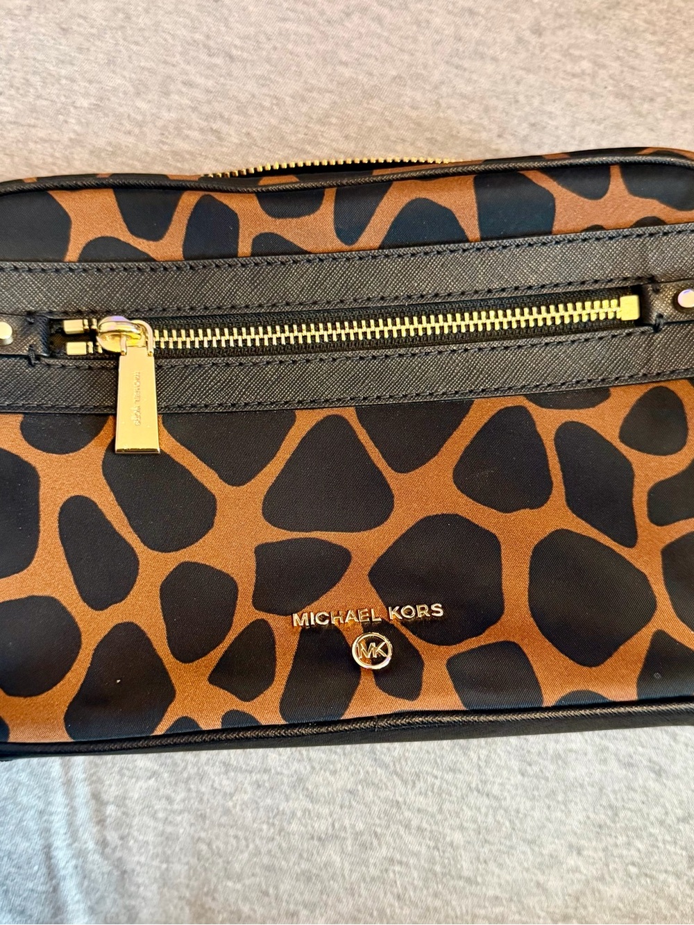 Michael Kors Giraffe Print Crossbody Clutch in Brown and Black
